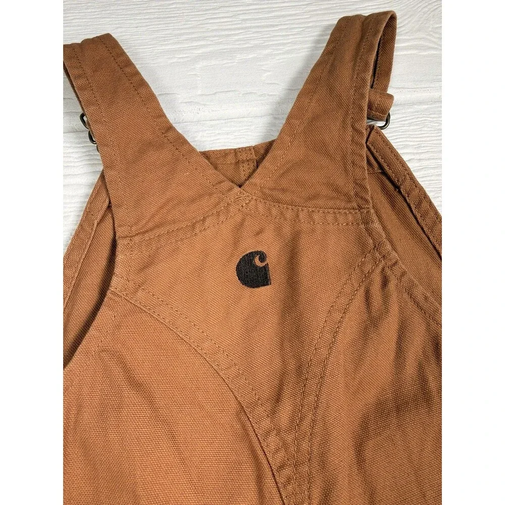 Carhartt 4T Brown Duck Canvas Bib Overalls Double Knee Workwear Farm OX8609-B
